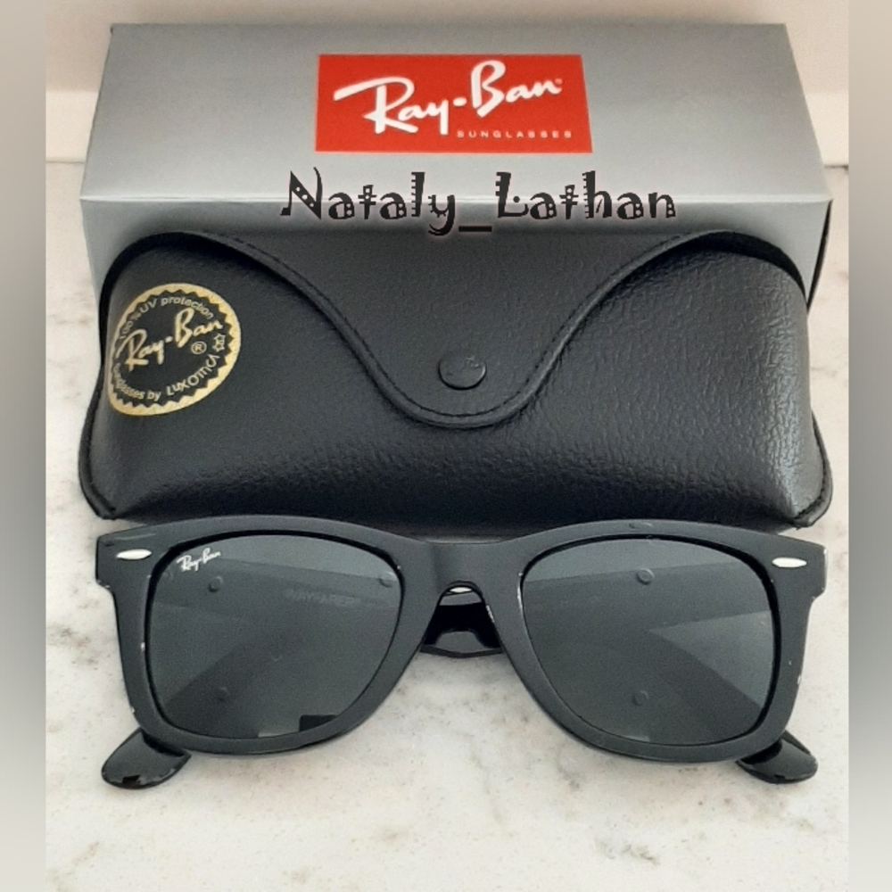 Ray-Ban Black Frame Black Lens Wayfarer Sunglasses Large 54 - Picture 2 of 14